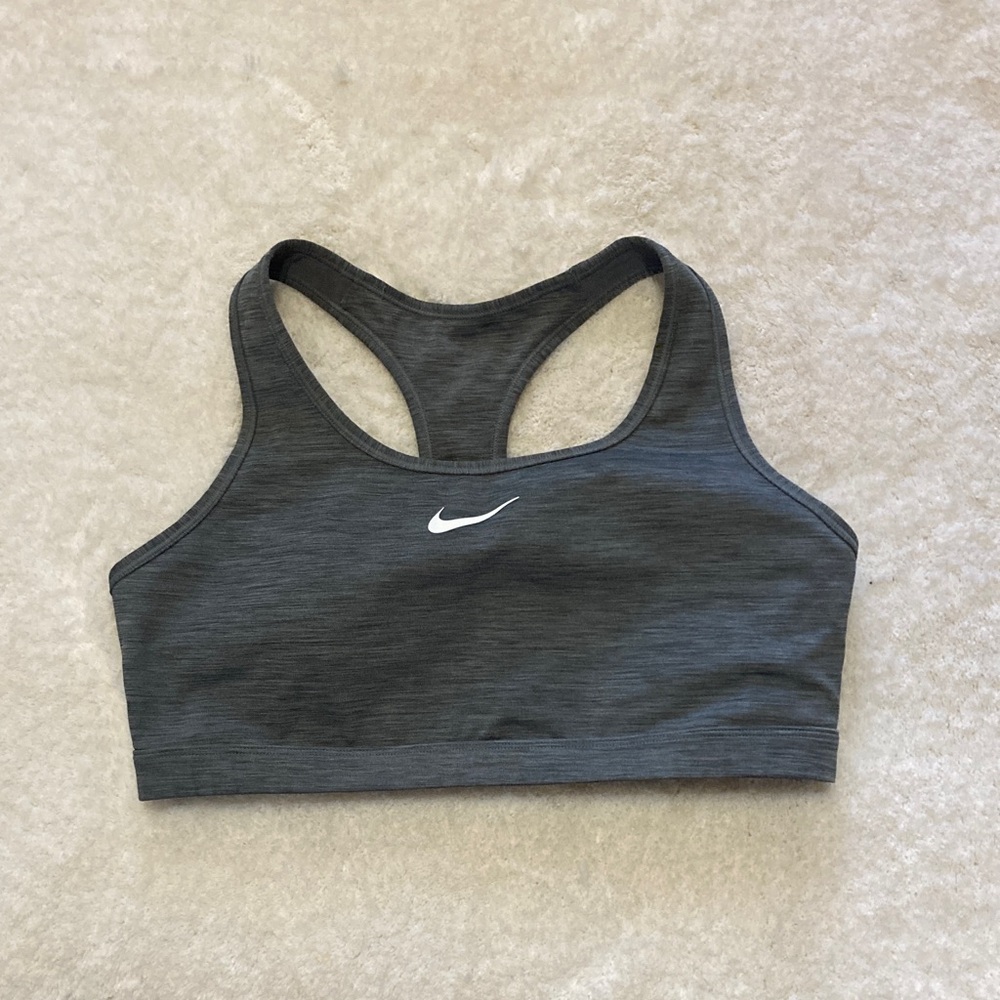 Nike Dark Gray Racerback Sports Bra with White Swoosh size XL
